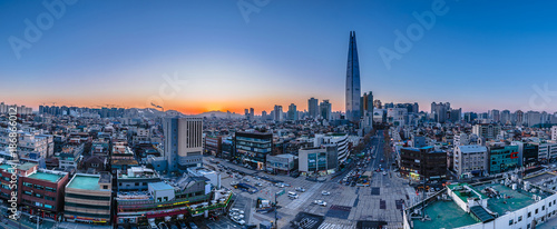 Twilight sunset at han river seoul korea Wallpaper Mural