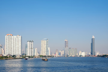 Wall Mural - City / View of city and river, Bangkok, Thailand.