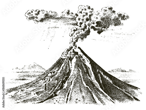 Fotografía volcano activity with magma, smoke before the eruption and lava or nature disaster