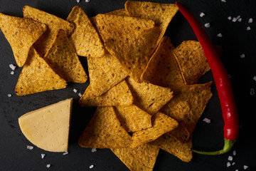 Wall Mural - Mexican cheese nachos or corn chips