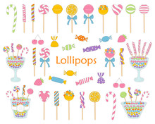 Lollipop Set Vector Hand Drawn Doodle Illustration.