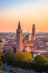 Wall Mural - Beautiful sunset aerial view of  Verona, Veneto region, Italy.