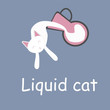 the liquid white cat pours out of the jug