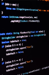 macro shot of the command line on the monitor of the office computer. the concept of the programmer'