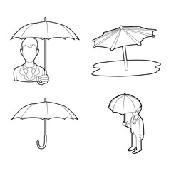 Wall Mural - Umbrella icon set, outline style