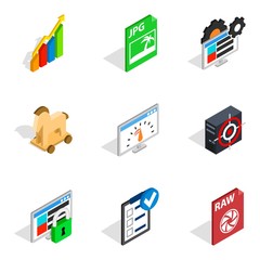 Wall Mural - information flow icons set, isometric style