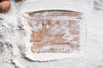 The process of cooking, wooden background, top view