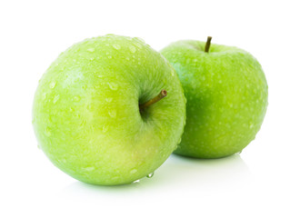 Wall Mural - Green fresh apples fruit with water drop isolated on white background , healthy diet food concept