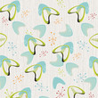 Retro bark cloth boomerangs background pattern