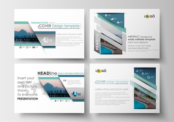 Wall Mural - set of business templates for presentation slides. flat design blue color travel decoration layout, 
