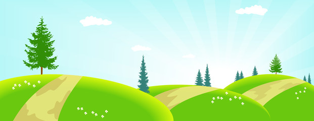 Wall Mural - Spring Cartoon Landscape