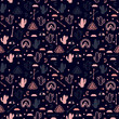 © vavavka - Vector seamless pattern with succulent cactus, stars, arrow, wigwam and moon. Cute print for textile, paper.