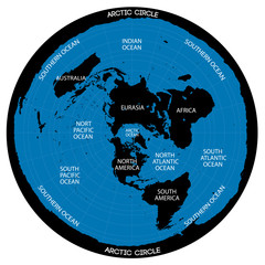 Wall Mural - Conceptual vector scheme. Map of the flat Earth theory