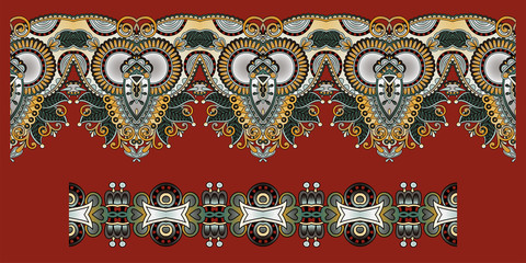 Sticker - ornamental stripe pattern, paisley floral design to fabric