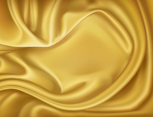 Vector luxury realistic golden silk, satin textile
