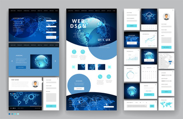 Wall Mural - Website template design with interface elements