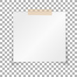 Office white paper sticky note isolated on transparent background. Post on sticky tape. Template for your projects. Vector