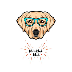 Vector images of dog labrador wearing glasses on white background