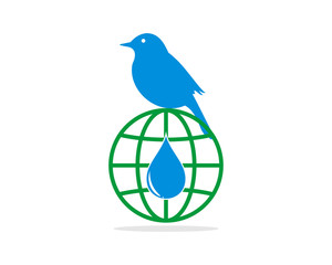 Canvas Print - sparrow parakeets bird silhouette globe image vector
