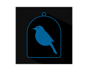 Canvas Print - sparrow parakeets bird silhouette image vector cage