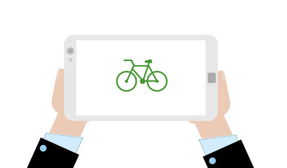 Canvas Print - Geschäftsmann mit Tablet - Fahrrad