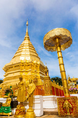 Wat Phra That Doi Suthep is tourist attraction of Chiang Mai, Thailand, golden pagoda.