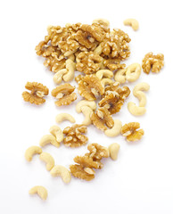 Wall Mural - Assorted mixed nuts on a white background