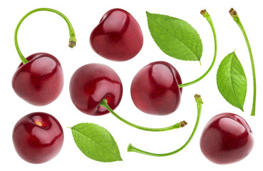 Wall Mural - Cherry isolated on white background. Cherries collection
