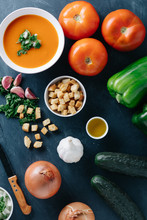 A Gazpacho And Vegetable Assortment
