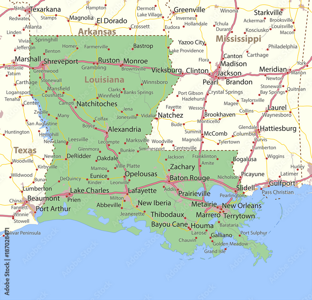 Louisiana-US-States-VectorMap-A Stock Vector | Adobe Stock