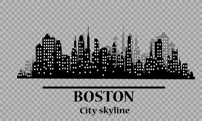 Boston city skyline silhouette background. Vector illustration