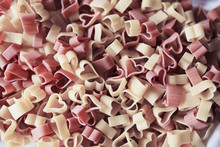Close-up of heart shape pasta