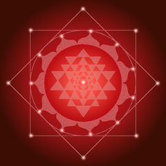 Wall Mural - Sacred Indian Geometry Mystical Meditative Diagram Symbol - Vector Shri Yantra
