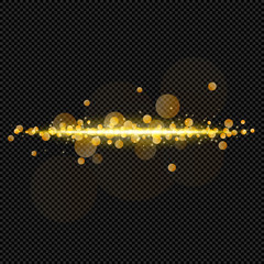 Wall Mural - Yellow Shine Star Dust and Bokeh on Transparent Background  - Vector Radiant Flares 
