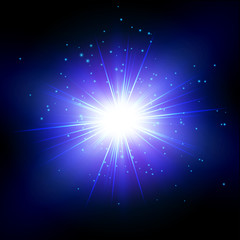 Wall Mural - Blue Shine Starburst - Vector Radiant Star Rays
