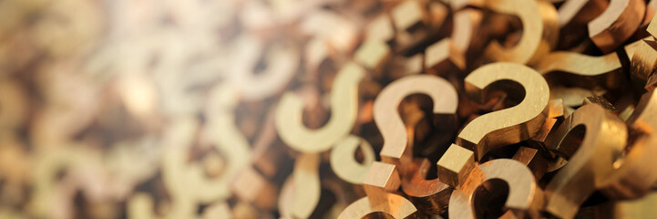 infinite golden question marks, original 3d rendering