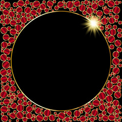 Sticker - Vector Red Round Enchanting Precious Grainy Frame
