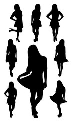 Wall Mural - Set of Girl Silhouettes