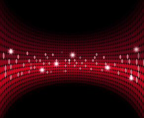 Wall Mural -  Red shining Mosaic Background with Sparks - Vector Tessellated Glowing Fisheye Lens Distortion Effect
