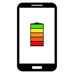 Poster - smartphone with colorful battery icon on screen. vector.