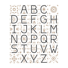 Wall Mural - Vector capital alphabet. Decorative letters with patternded negative space.