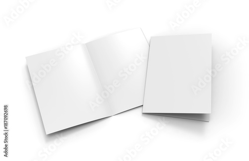 Fotografía A3 half-fold brochure blank white template for mock up and presentation design