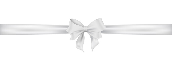 weiß schleife. white satin ribbon and bow vector illustration.