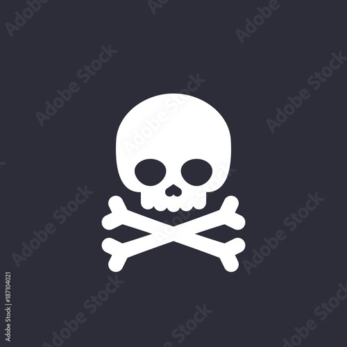 Cuadros en Lienzo danger icon skull and bones vector sign