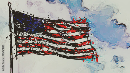 Papel de parede Painted style digitally created American flag art.