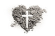 © domagoj8888 - Cross or crucifix in heart symbol made of ash