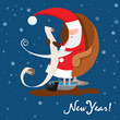 Santa Claus is reading letter. New Year wishes. Vector illustration