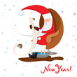 Santa Claus is sitting in the armchair. Santa Claus is reading. Vector illustration