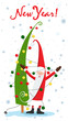 Christmas tree. Santa Claus and the garland. Christmas. Vector illustration