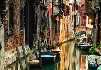 Sticker - Picturesque canal in the beautiful city of Venice, Italy.